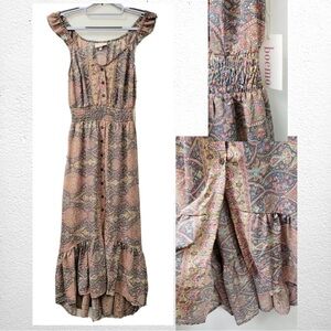BOEMO Bohemian Peasant LONG SLEEVELESS DRESS